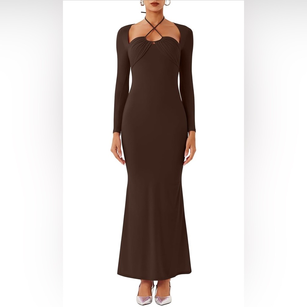 ReoRia Chocolate Long Sleeve Dress